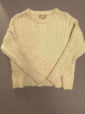 Philosophy Cable Knit Cropped Sweater Cream Large